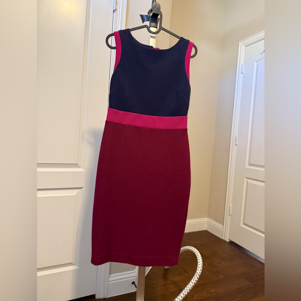 Boden Elegant Colorblock Sleeveless Dress - Navy and Burgundy